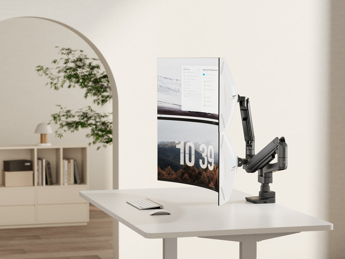 Equip 17"-35" Schwerlast-Doppelmonitor-Schreibtischhalterung, Schwarz