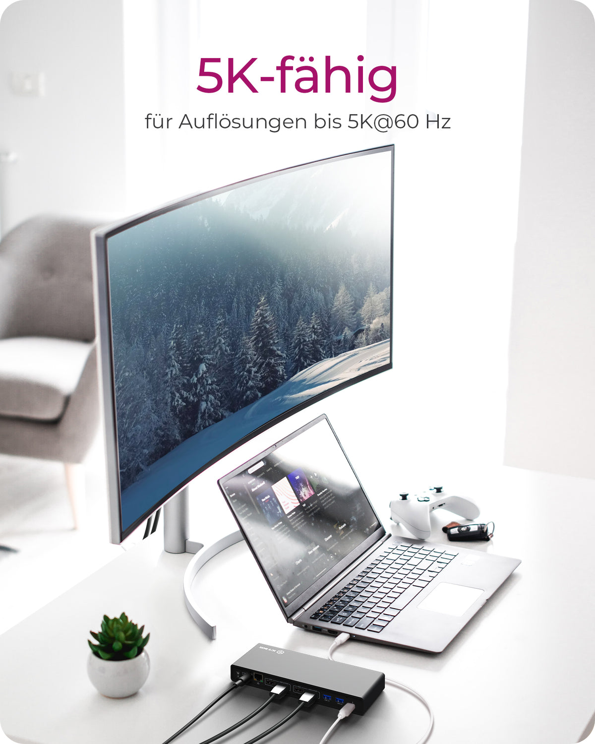 ICY BOX IB-DK2245AC, DisplayLink™, 2x DisplayPort™ oder 2x HDMI® Schnittstelle bis zu 4096x2160@60 Hz