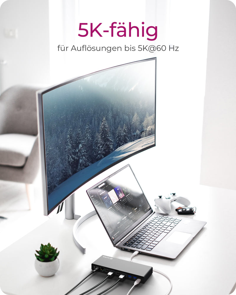 ICY BOX IB-DK2245AC, DisplayLink™, 2x DisplayPort™ oder 2x HDMI® Schnittstelle bis zu 4096x2160@60 Hz
