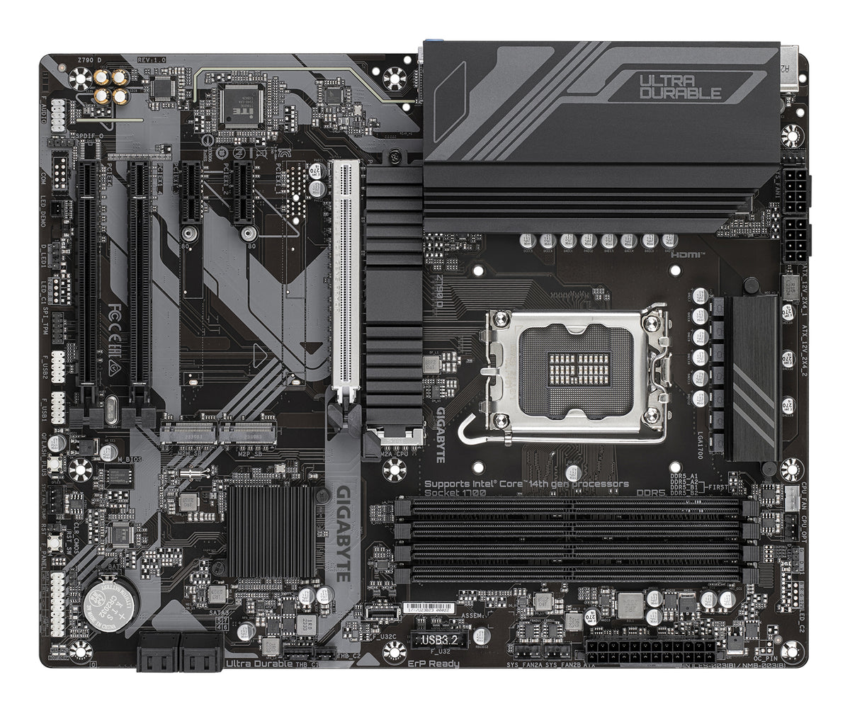 GIGABYTE Z790 D Motherboard - Unterstützt Intel Core 14. Generation CPUs, 12+1+1 Phasen Digital VRM, bis zu 7600MHz DDR5 (OC), 3xPCIe 4.0 M.2, 2.5GbE LAN, USB 3.2 Gen 2