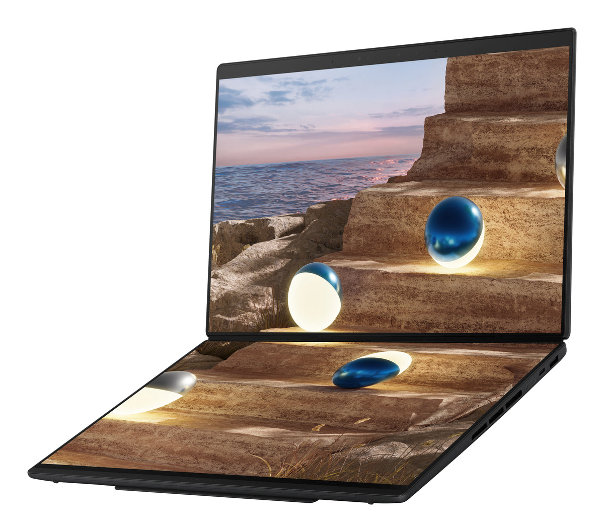 ASUS Zenbook Duo UX8407AA-SN470X Copilot+ PC Intel Core Ultra 9 386H Laptop 35,6 cm (14") Touchscreen 3K 32 GB LPDDR5x-SDRAM 1 TB SSD Wi-Fi 7 (802.11be) Windows 11 Pro Grau