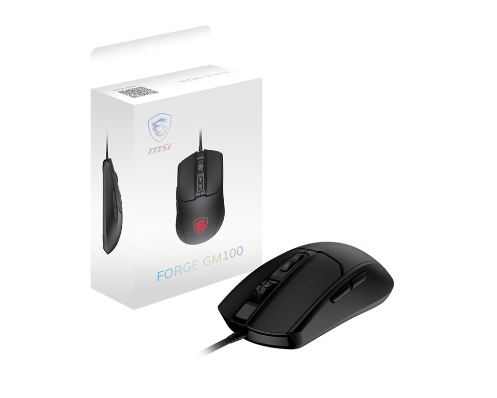 MSI FORGE GM100 Maus Gaming Beidhändig USB Typ-A Optisch 6400 DPI
