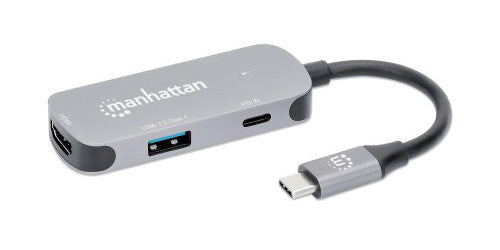 Manhattan 130707 laptop-dockingstation & portreplikator Kabelgebunden USB 3.2 Gen 1 (3.1 Gen 1) Type-C Aluminium