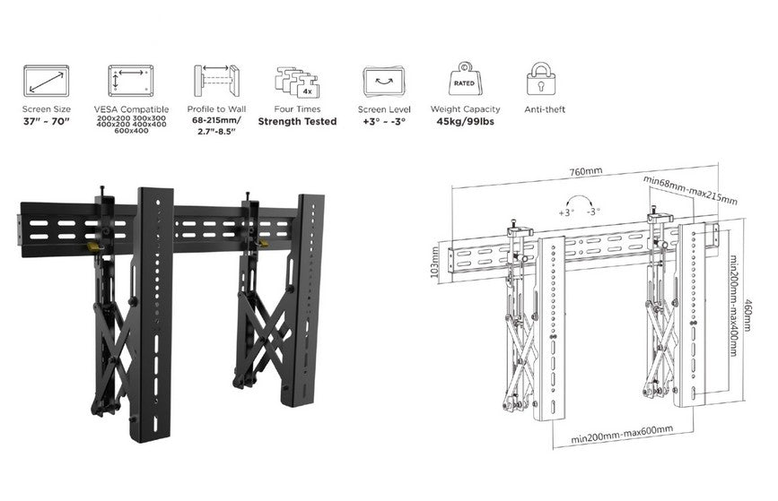 Equip 37"-70" Pop-Out-Videowandhalterung