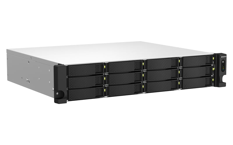 QNAP TS-1264U-RP NAS Rack (2U) Intel® Celeron® 8 GB DDR4 0 TB QNAP QTS Aluminium, Schwarz