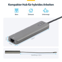 StarTech.com USB-C Multiport Adapter - USB-C auf 4K 60Hz HDMI 2.0, 100W Power Delivery Pass-through, SD/MicroSD, 2 Port USB 3.0 Hub, GbE - USB-C Mini Dock - 30cm langes angeschlossenes Kabel