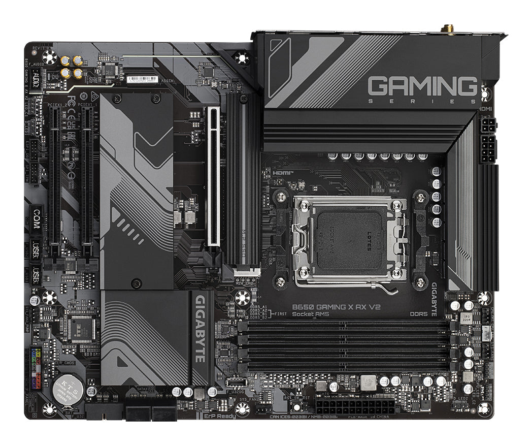 GIGABYTE B650 GAMING X AX V2 Mainboard - AMD Ryzen 9000er-Serie, 8+2+2 Phasen VRM, bis zu 8000 MHz DDR5 (OC), 1xPCIe 5.0 + 2xPCIe 4.0 M.2, 2,5 GbE LAN, WIFI 6E, USB 3.2 Gen 2