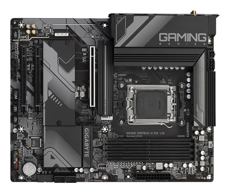 GIGABYTE B650 GAMING X AX V2 Mainboard - AMD Ryzen 9000er-Serie, 8+2+2 Phasen VRM, bis zu 8000 MHz DDR5 (OC), 1xPCIe 5.0 + 2xPCIe 4.0 M.2, 2,5 GbE LAN, WIFI 6E, USB 3.2 Gen 2