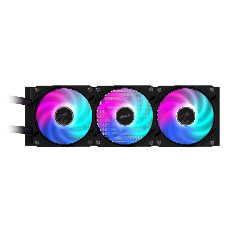 GIGABYTE AORUS WATERFORCE II 360 AIO Flüssigkeits-CPU-Kühler - 3x120mm ARGB-Lüfter, Schiebe-in-Verriegelungsmechanismus, DAISY-CHAIN, kompatibel mit Intel LGA 1851 und AMD AM5