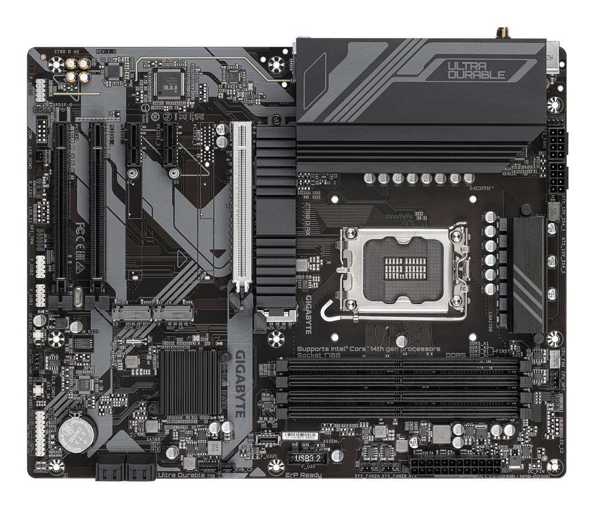 GIGABYTE Z790 D AX Motherboard - Unterstützt Intel Core 14. Generation CPUs, 12+1+1 Phasen Digital VRM, bis zu 7600MHz DDR5 (OC), 3xPCIe 4.0 M.2, Wi-Fi 6E, 2.5GbE LAN, USB 3.2 Gen 2