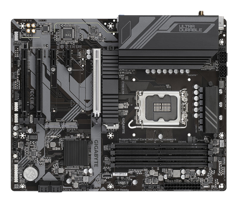 GIGABYTE Z790 D AX Motherboard - Unterstützt Intel Core 14. Generation CPUs, 12+1+1 Phasen Digital VRM, bis zu 7600MHz DDR5 (OC), 3xPCIe 4.0 M.2, Wi-Fi 6E, 2.5GbE LAN, USB 3.2 Gen 2