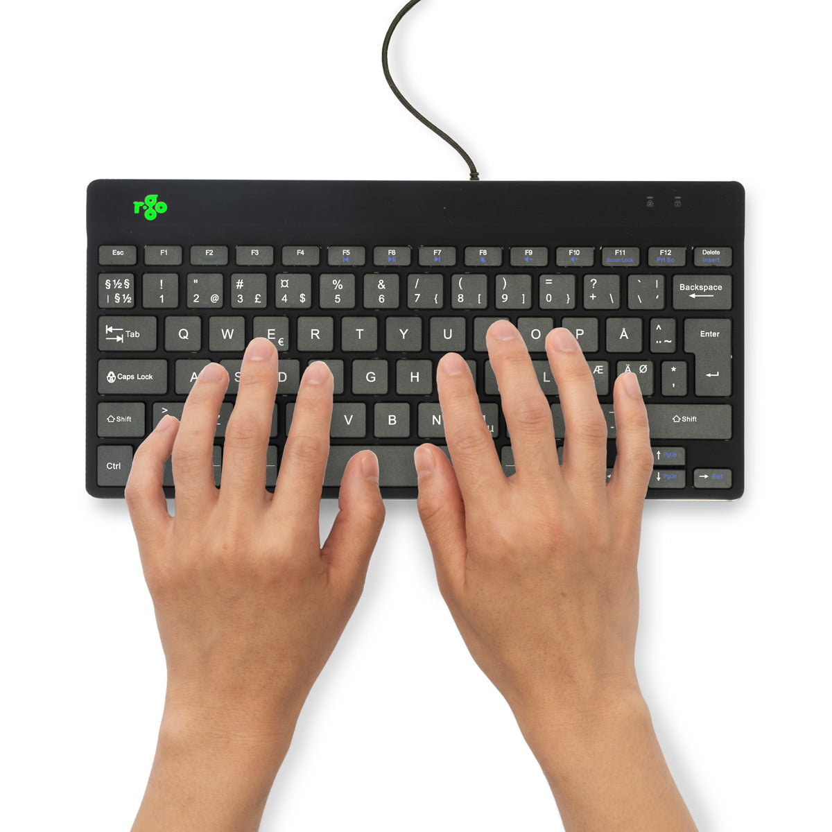 R-Go Tools Ergonomische Tastatur R-Go Compact Break, kompakte Tastatur mit Pausensoftware, QWERTY (NORDIC), Kabelgebunden, Schwarz