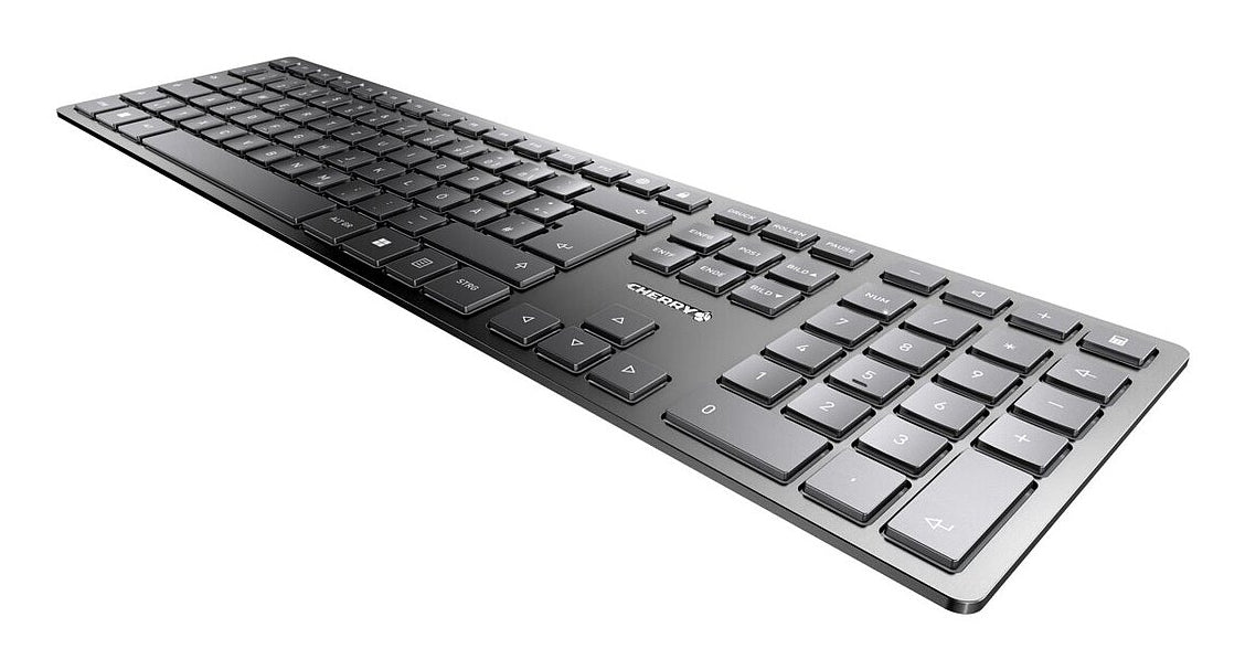 CHERRY KW 9100 SLIM Tastatur Universal RF Wireless + Bluetooth QWERTY Portuguesisch Schwarz, Grau