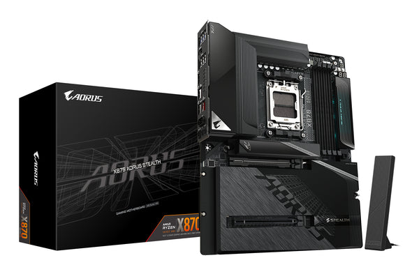 GIGABYTE X870 AORUS STEALTH Mainboard - Unterstützt AMD Ryzen 9000 CPUs, digitales 16+2+2-Phasen-VRM, bis zu 8200MHz DDR5 (O.C.), 2xPCIe 5.0 + 2xPCIe 4.0, Wi-Fi 7, 5GbE LAN, USB 4
