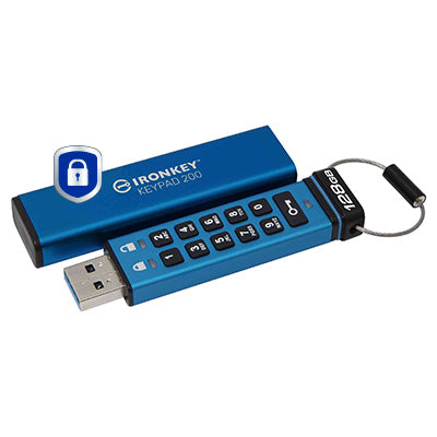 Kingston Technology IronKey 128GB Keypad 200, FIPS 140-3 Lvl 3 AES-256 Verschlüsselung