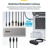 StarTech.com USB4 Dockingstation, treiberloser Dual 4K 144Hz für Mac und Windows, Universelles USB-C Dock mit DisplayPort, 100W PD und 2,5GbE