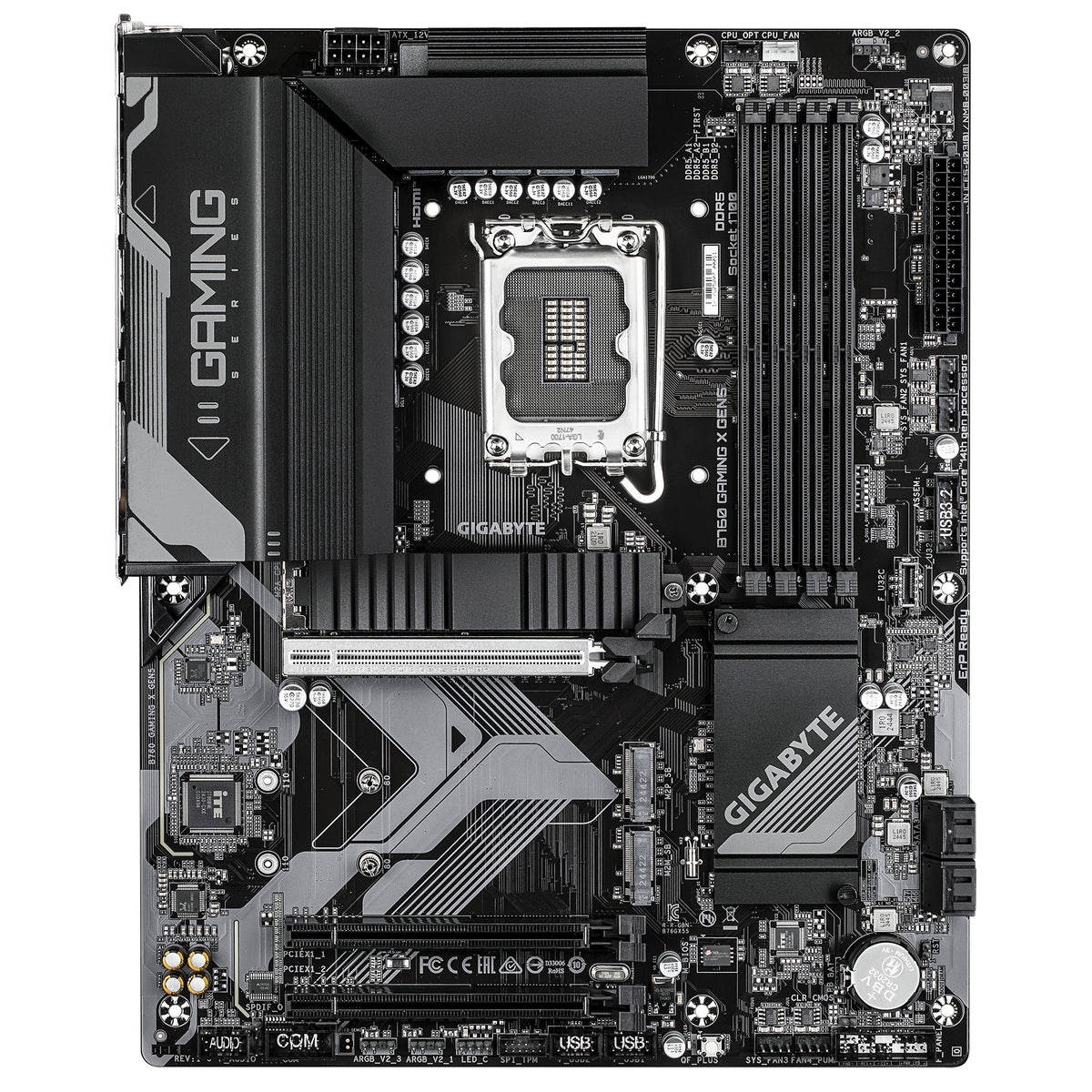 GIGABYTE B760 GAMING X GEN5 Mainboard – Unterstützt Intel Core Prozessoren der 14. Generation, 8+1+1 Phasen VRM, bis zu 5600 MHz DDR5, 3 x PCIe 4.0 M.2, 2.5 GbE LAN, USB 3.2 Gen 2