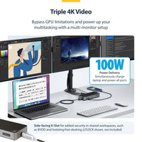 StarTech.com USB-C Drei Monitor Dockingstation - HDMI/DP Dreifach 4K USB C Dock - 5x USB Hub - GbE - 100W PD - Universelle Multi-Monitor Dockingstation - Thunderbolt 3/4 Kompatibel