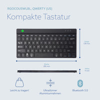R-Go Tools Ergonomische Tastatur R-Go Compact Break, kompakte Tastatur mit Pausensoftware, QWERTY (US), Bluetooth, Schwarz