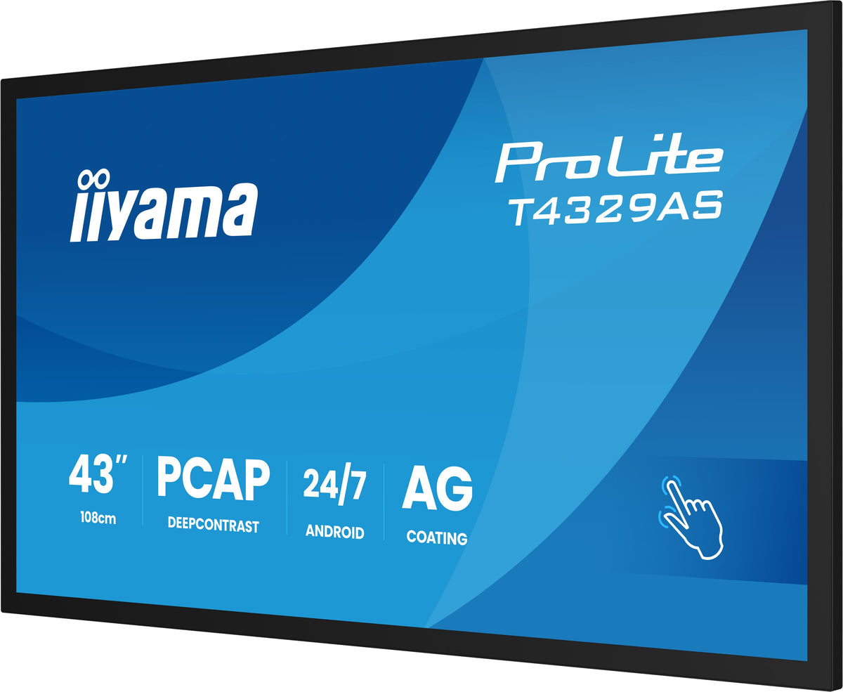 iiyama T4329AS-B1AG Computerbildschirm 108 cm (42.5") 3840 x 2160 Pixel 4K Ultra HD LED Touchscreen Schwarz