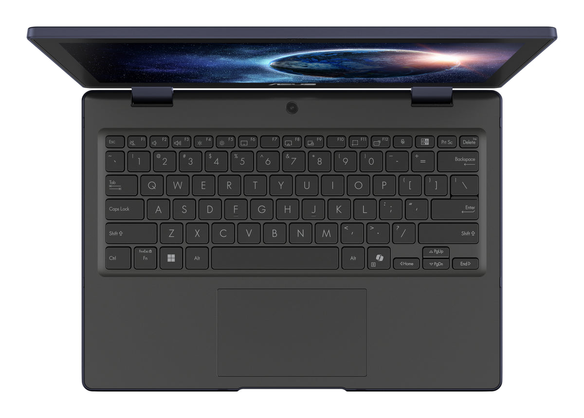ASUS BR1204FTA-R90068X Intel® N N150 Laptop 31 cm (12.2") Touchscreen WUXGA 8 GB LPDDR5-SDRAM 128 GB UFS Wi-Fi 6E (802.11ax) Windows 11 Pro Schwarz, Grau