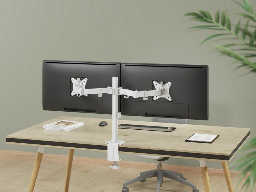 Equip 17"-32" Gelenk-Dual-Monitor-Tischhalterung, Weiß