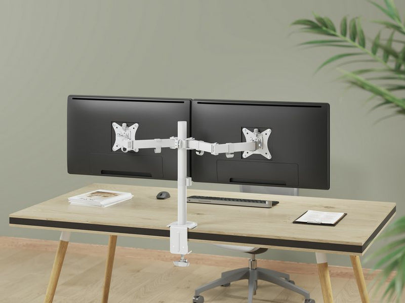 Equip 17"-32" Gelenk-Dual-Monitor-Tischhalterung, Weiß