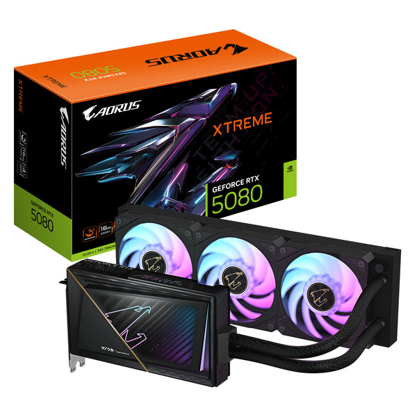 GIGABYTE AORUS GeForce RTX 5080 XTREME WATERFORCE 16G Grafikkarte - 16GB GDDR7, 256 Bit, PCI-E 5.0, 2805MHz Core Clock, 3 x DP 2.1a, 1 x HDMI 2.1b, NVIDIA DLSS 4, GV-N5080AORUSX W-16GD
