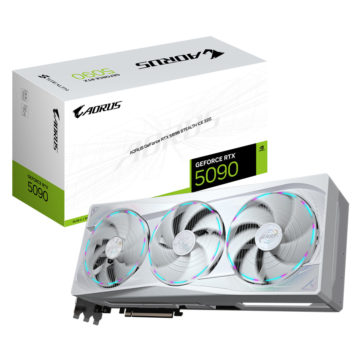 GIGABYTE AORUS GeForce RTX 5090 STEALTH ICE 32G Grafikkarte - 32GB GDDR7, 512bit, PCI-E 5.0, 2655MHz Kerntakt, 3 x DP 2.1a, 1 x HDMI 2.1b, NVIDIA DLSS 4, GV-N5090AORUSST ICE-32GD