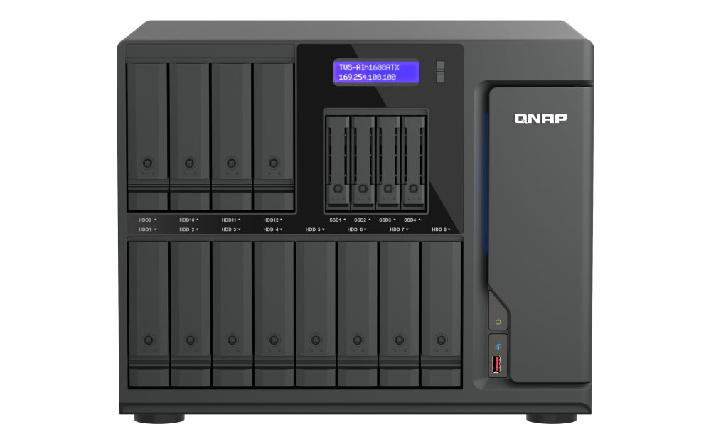 QNAP TVS-AIH1688ATX-U7-32G NAS & Speicherserver Tower 32 GB DDR5 0 TB QuTS hero Schwarz