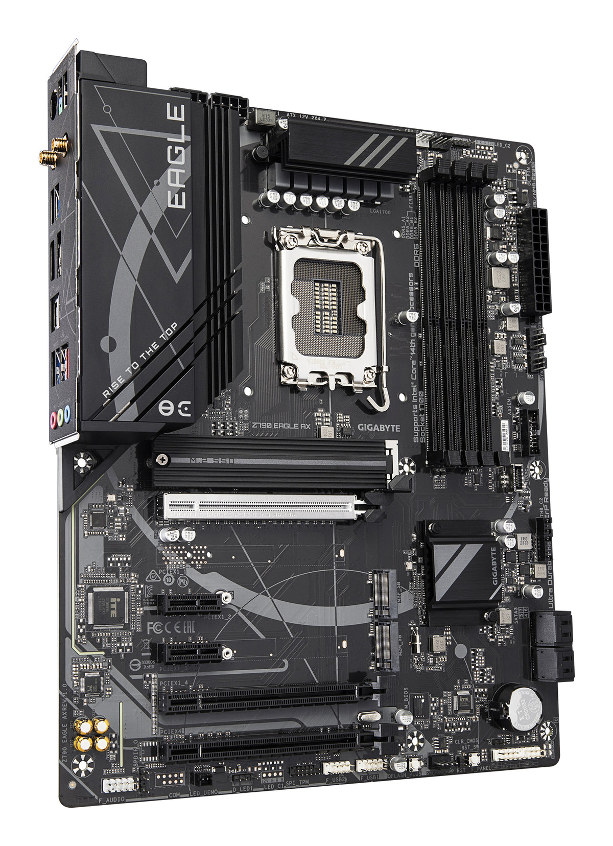 GIGABYTE Z790 EAGLE AX Motherboard - Unterstützt Intel Core 14. Generation CPUs, 12+1+1 Phasen Digital VRM, bis zu 7600MHz DDR5 (OC), 3xPCIe 4.0 M.2, Wi-Fi 6E, 2.5GbE LAN, USB 3.2 Gen 2