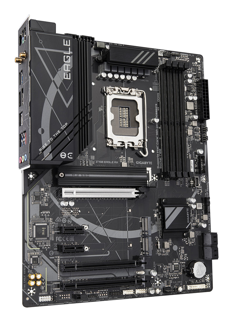 GIGABYTE Z790 EAGLE AX Motherboard - Unterstützt Intel Core 14. Generation CPUs, 12+1+1 Phasen Digital VRM, bis zu 7600MHz DDR5 (OC), 3xPCIe 4.0 M.2, Wi-Fi 6E, 2.5GbE LAN, USB 3.2 Gen 2