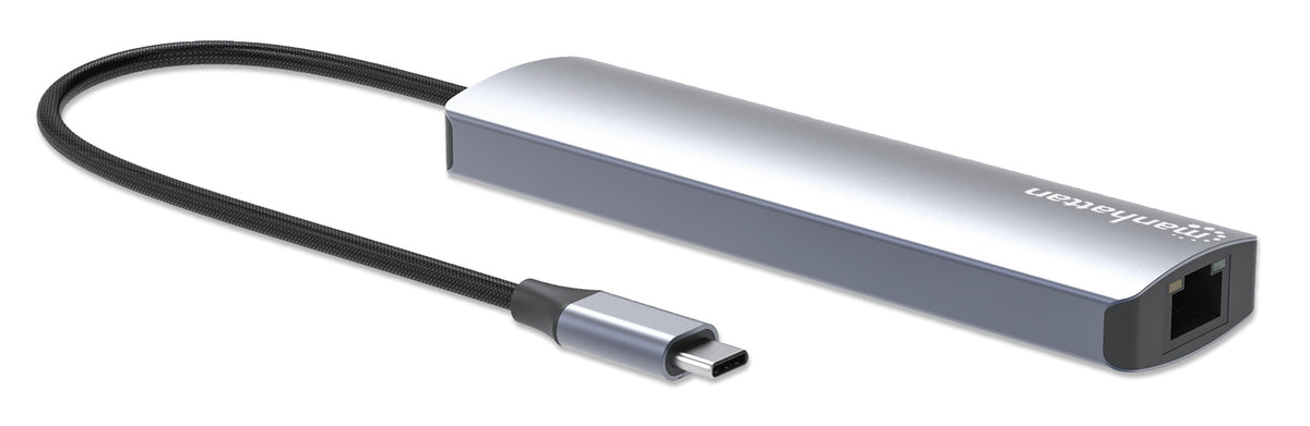 Manhattan 153966 laptop-dockingstation & portreplikator Kabelgebunden USB 3.2 Gen 2 (3.1 Gen 2) Type-C Silber