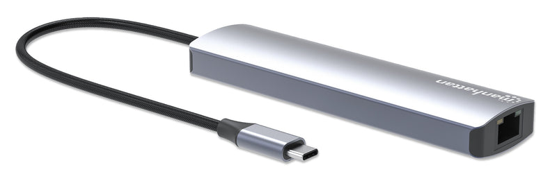 Manhattan 153966 laptop-dockingstation & portreplikator Kabelgebunden USB 3.2 Gen 2 (3.1 Gen 2) Type-C Silber