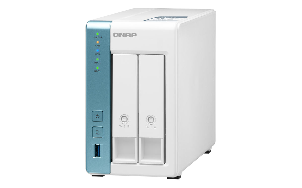 QNAP TS-231P3 NAS Tower Annapurna Labs Alpine AL-214 4 GB DDR3 0 TB QNAP QTS Türkis, Weiß