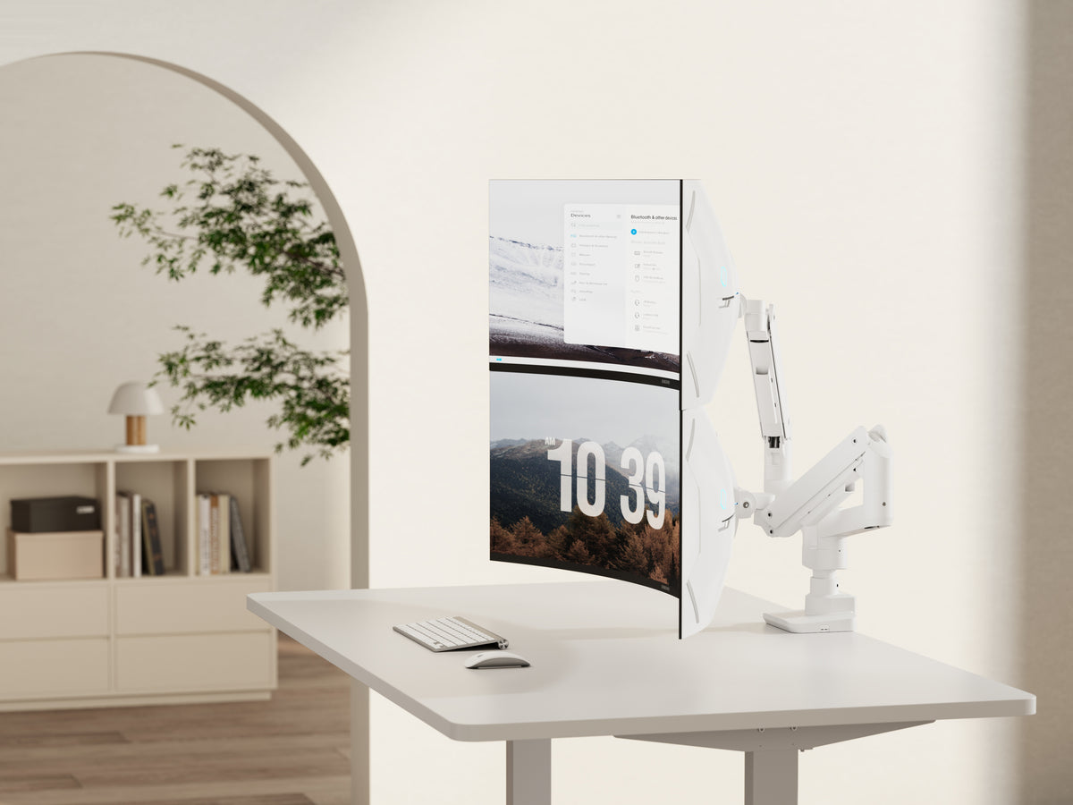 Equip 17"-35" Schwerlast-Doppelmonitor-Schreibtischhalterung, Weiß