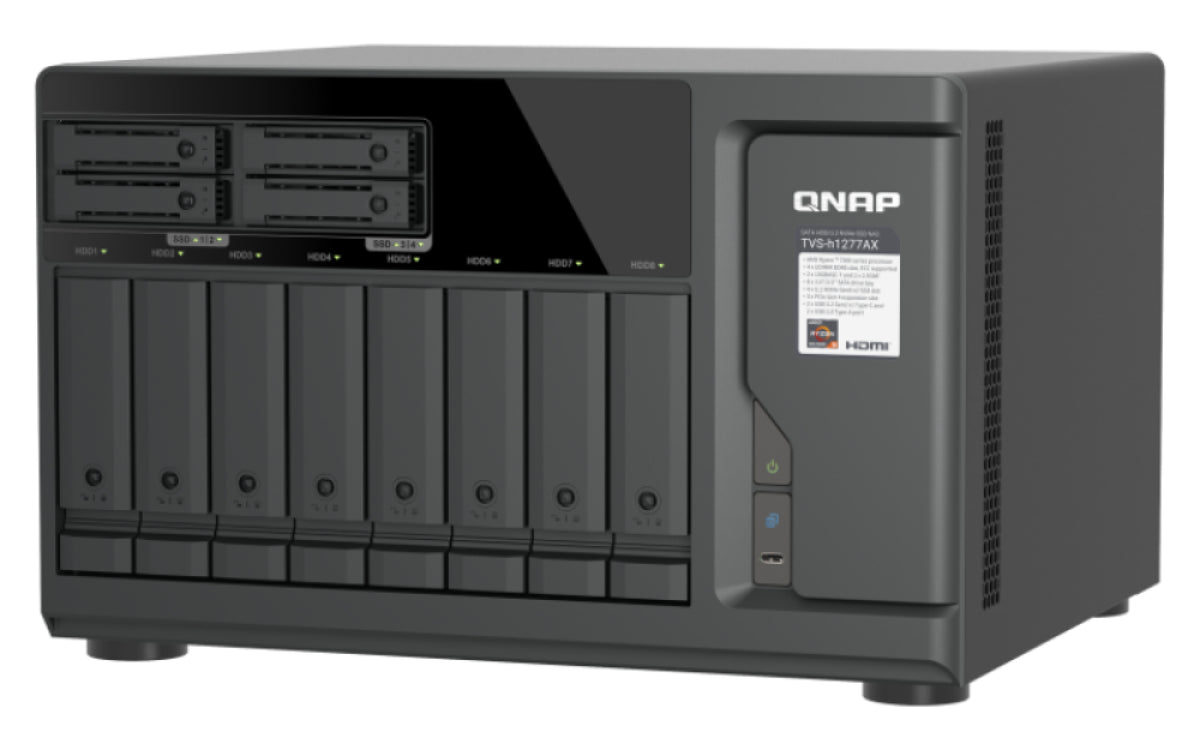 QNAP TVS-H1277AX NAS Tower AMD Ryzen™ 5 16 GB DDR5 QNAP QTS Schwarz