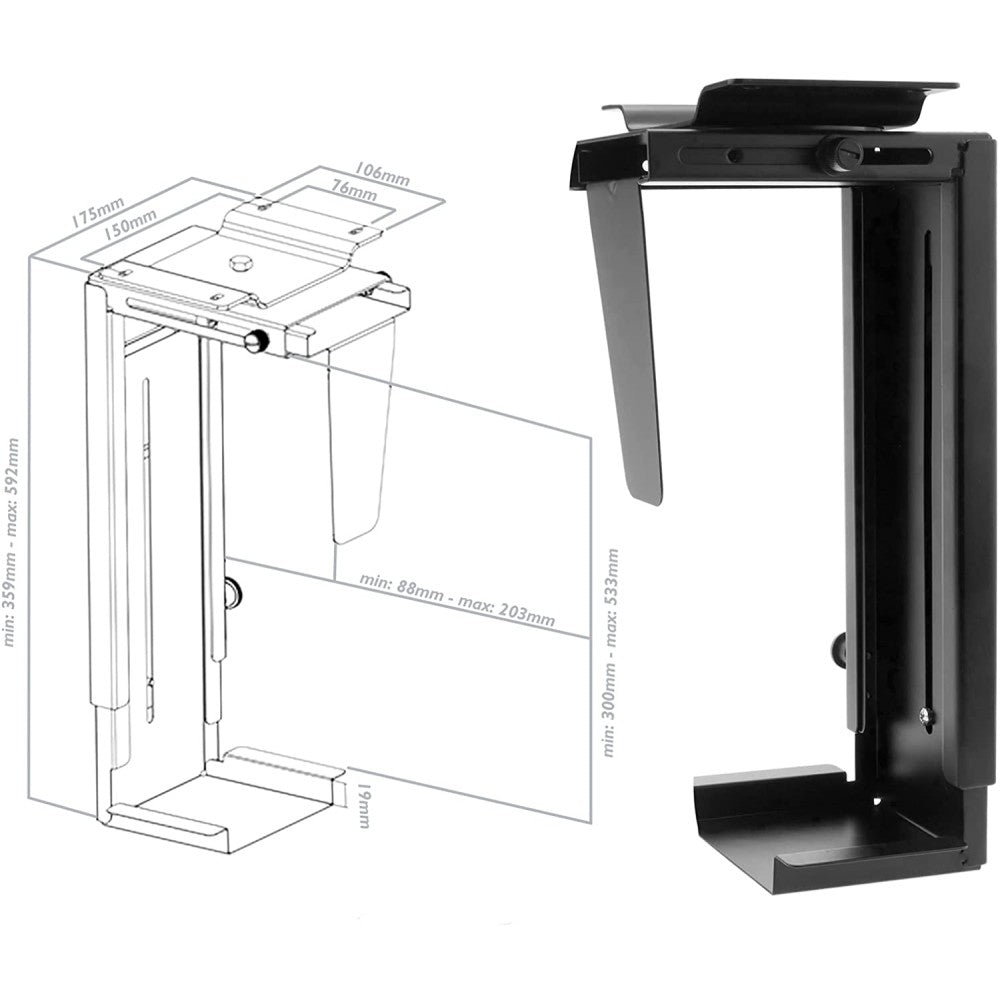 Techly ICA-CS 66 PC-Halterung PC-Halterung unter dem Schreibtisch Schwarz