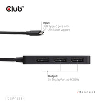 CLUB3D USB-C® to Triple DisplayPort™ MST Hub 4K60Hz