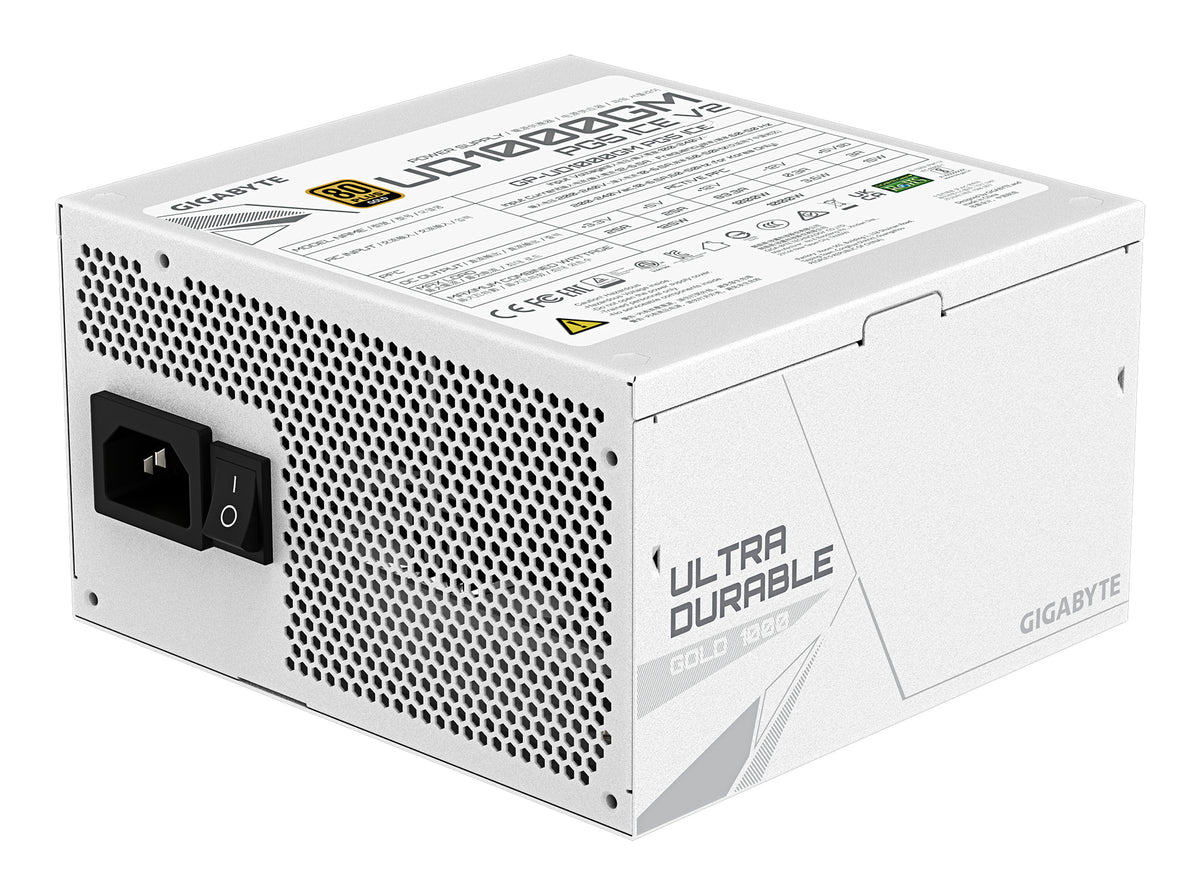 GIGABYTE UD1000GM PG5 V2 ICE Netzteil – PCIe Gen 5.1, 80 PLUS Gold, Vollmodulares Design, 120-mm-Lüfter, ATX 3.1-kompatibel, EU-Stecker