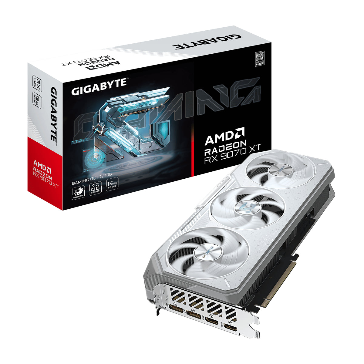 GIGABYTE Radeon RX 9070 XT GAMING OC ICE 16G Grafikkarte - 16GB GDDR6, 256bit, PCI-E 5.0, 3060 MHz Kerntakt, 2 x DisplayPort, 2 x HDMI, GV-R907XGAMINGOCICE-16GD