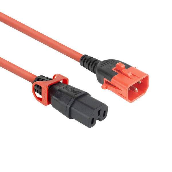 ACT Netzkabel C14 IEC Lock+ Dual Locking - C15 IEC Lock+ rot 2 m, PC3873