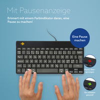 R-Go Tools Ergonomische Tastatur R-Go Compact Break, kompakte Tastatur mit Pausensoftware, QWERTY (NORDIC), Kabelgebunden, Schwarz