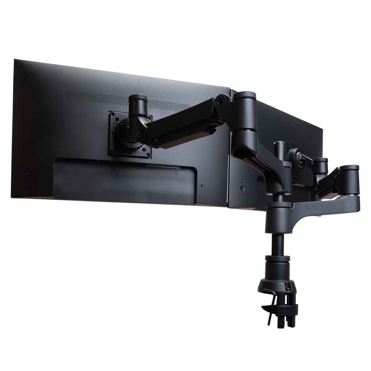 R-Go Tools Monitorarm R-Go Caparo, verstellbarer Doppelmonitorarm mit Gasfeder, 100% Zirkular, 3-9 kg Tragkraft, schwarz