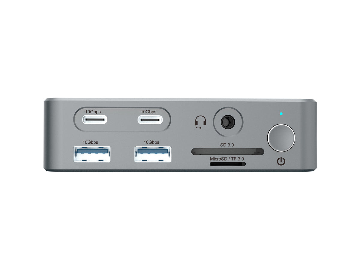 Conceptronic DONN25G 15-in-1 DisplayLink USB 3.2 Gen 2 Dockingstation, 4K60Hz Triple-Display, HDMI x 2, DisplayPort, USB-C 10 Gbit/s x 2, USB-A 10 Gbit/s x 2, USB-A 5 Gbit/s x 2, SD, TF/MicroSD, GbE, Audio, DC-Eingang, Sicherheitssteckplatz, PD 3,0