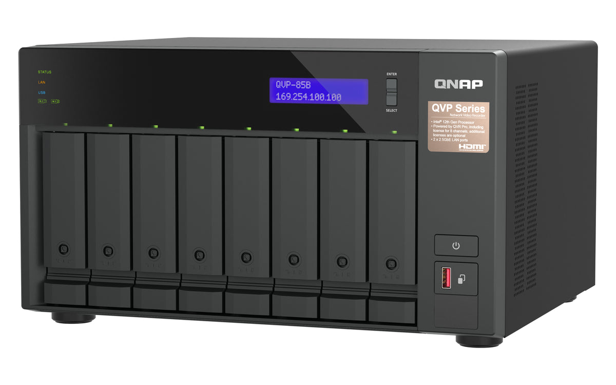 QNAP QVP-85B NAS & Speicherserver Tower Intel® Core™ i5 32 GB DDR4 0 TB QVR Pro Schwarz
