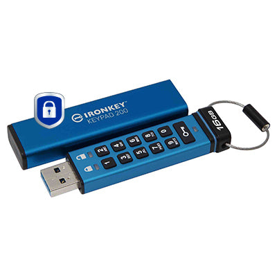 Kingston Technology IronKey 16GB Keypad 200, FIPS 140-3 Lvl 3 AES-256 Verschlüsselung