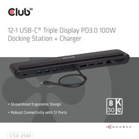 CLUB3D CSV-2541 laptop-dockingstation & portreplikator Andocken USB 3.2 Gen 1 (3.1 Gen 1) Type-C Schwarz