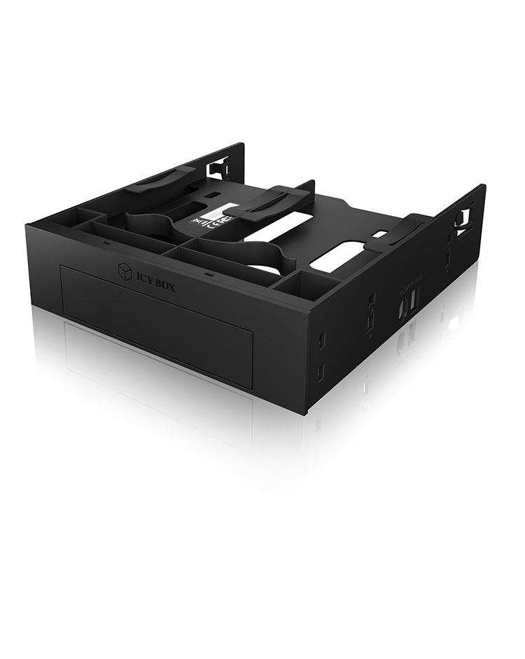 ICY BOX IB-5251, Festplatteneinbaurahmen, 2x 2,5" + 1x 3,5" HDD/SSDs in einem 5,25" Einbauschacht, mit Frontblende
