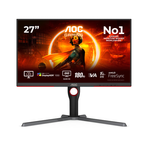AOC G3 Q27G3XMN/BK Computerbildschirm 68,6 cm (27") 2560 x 1440 Pixel 2K Ultra HD LED Schwarz, Rot